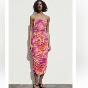 Zara pink orange tulle dress